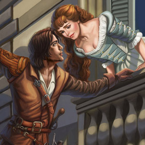 Painted for fun, Sandra loves BBC's The Musketeers! Pictured is Luke Pasqualino as D'Artagnan and Tamla Kari as Constance, in the tradition of Romeo and Juliet